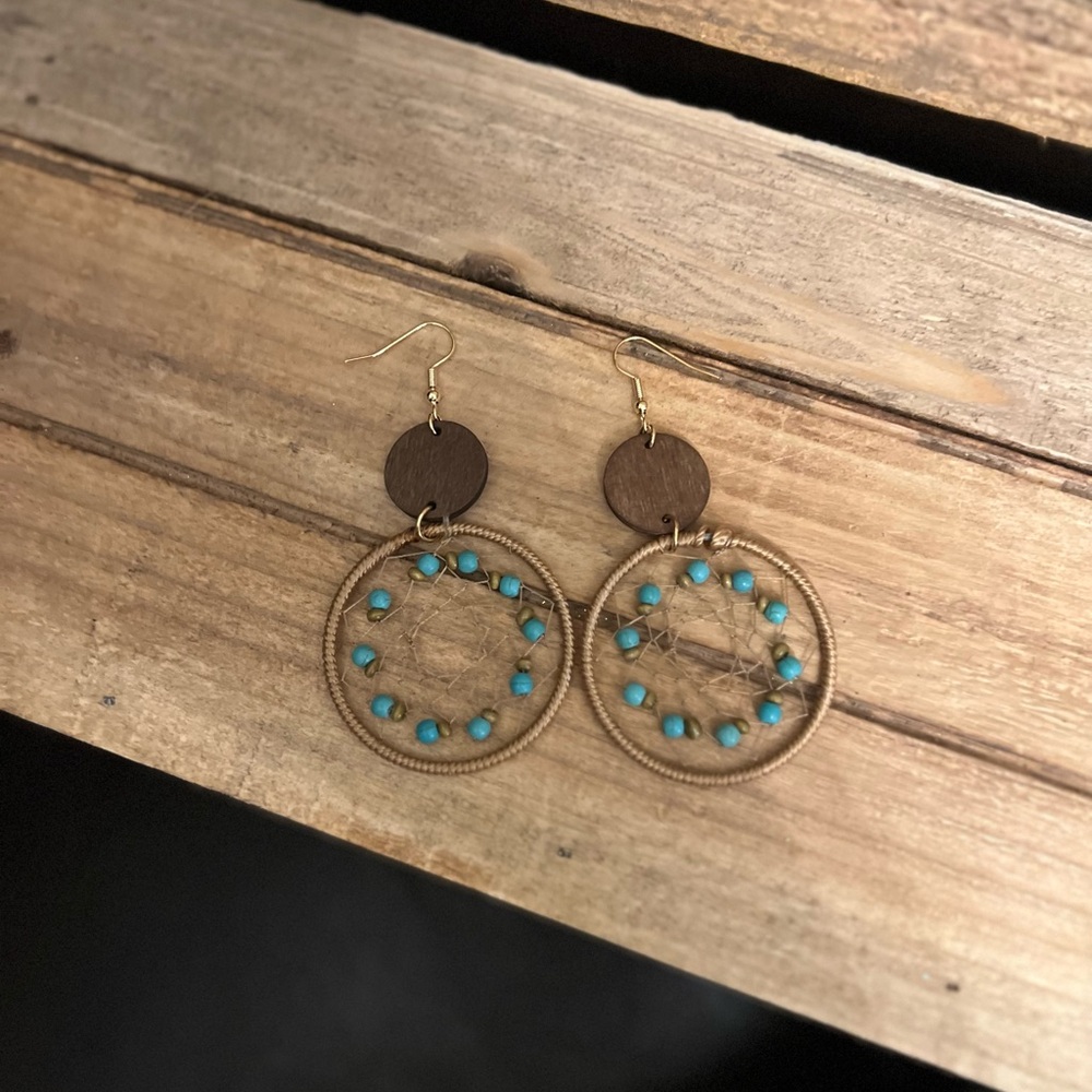 Handcrafted Bohemian Earrings with Turquoise Accents